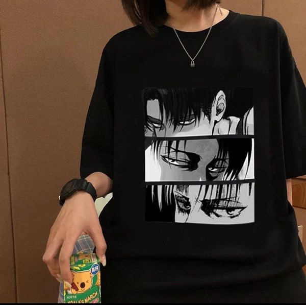 Anime Attack On Titan Three Eyes Unisex Siyah Oversize T-Shirt