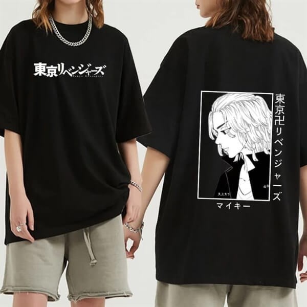 Anime Tokyo Revengers Ön Arka Baskılı Siyah Oversize T-Shirt