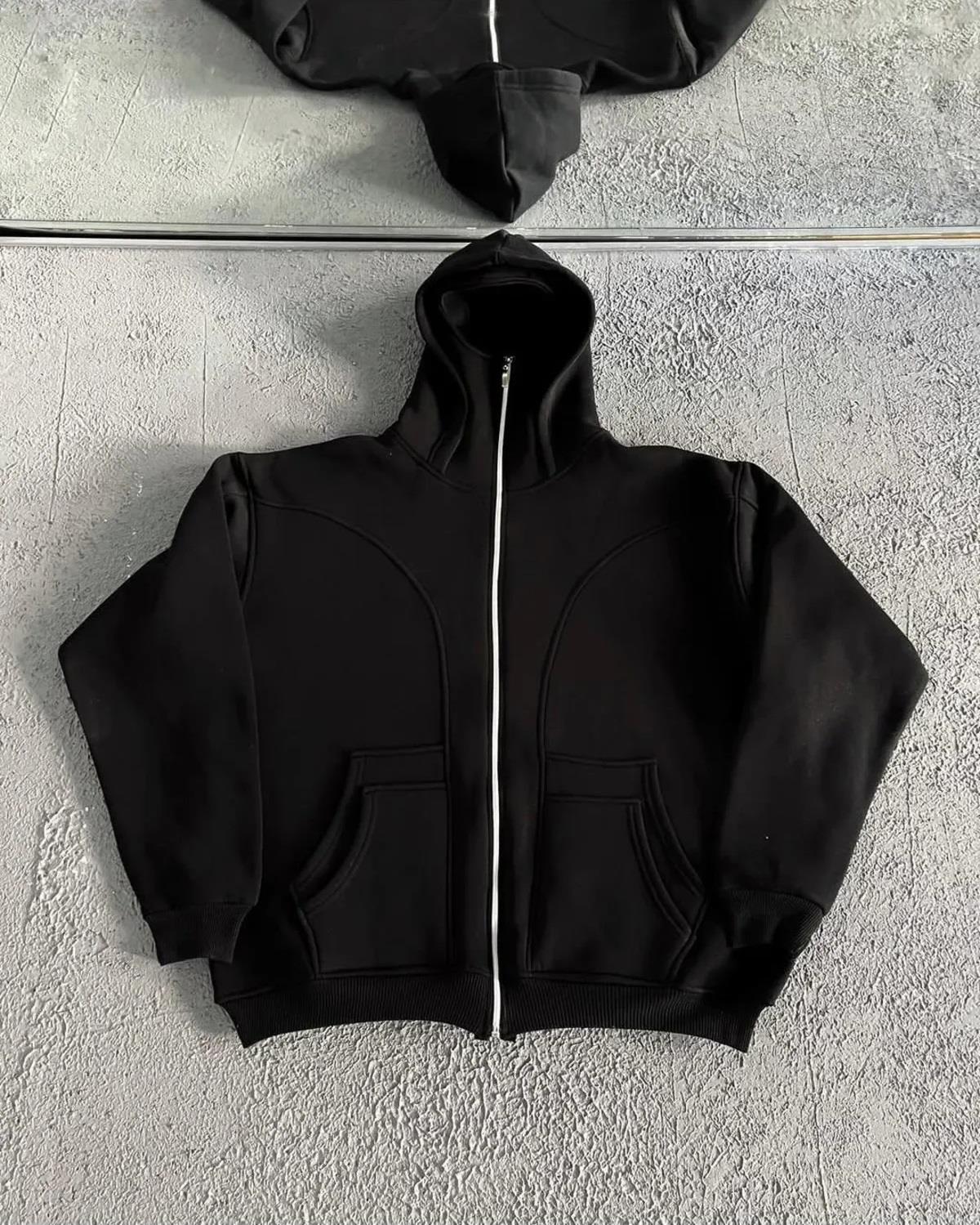 3 İplik ( Kalın )  Şardonlu ( İçi Pamuklu )  Unisex Kar Maskeli Kapüşonlu Oversize Hırka