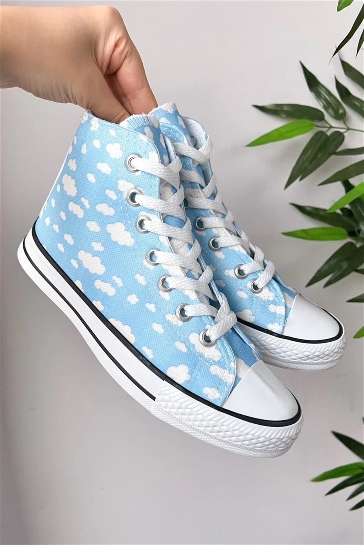 Aesthetic Blue Cloudy Baskılı Kanvas Ayakkabı