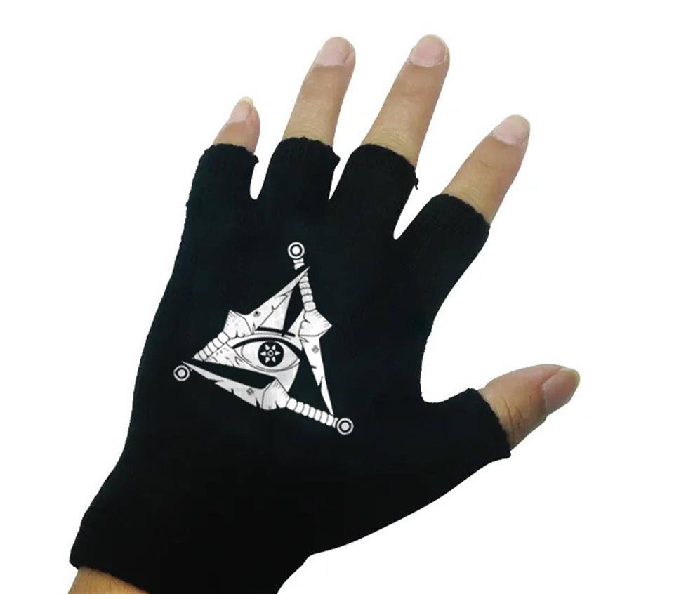 Akatsuki Swords Baskılı Unisex Siyah Kesik Eldiven