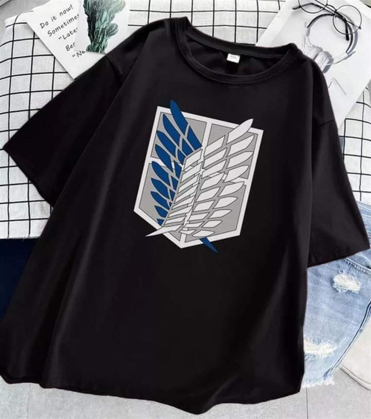 Anime Attack On Titan Siyah Unisex Tshirt