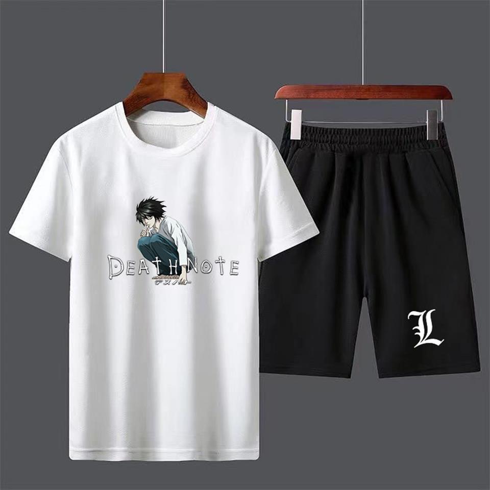 Anime Death Note L Unisex Oversize Siyah T-shirt & Şort İkili Takım