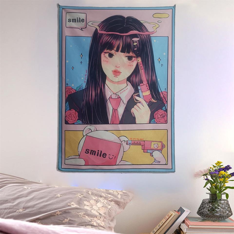 Anime Girl Smile Duvar Halısı