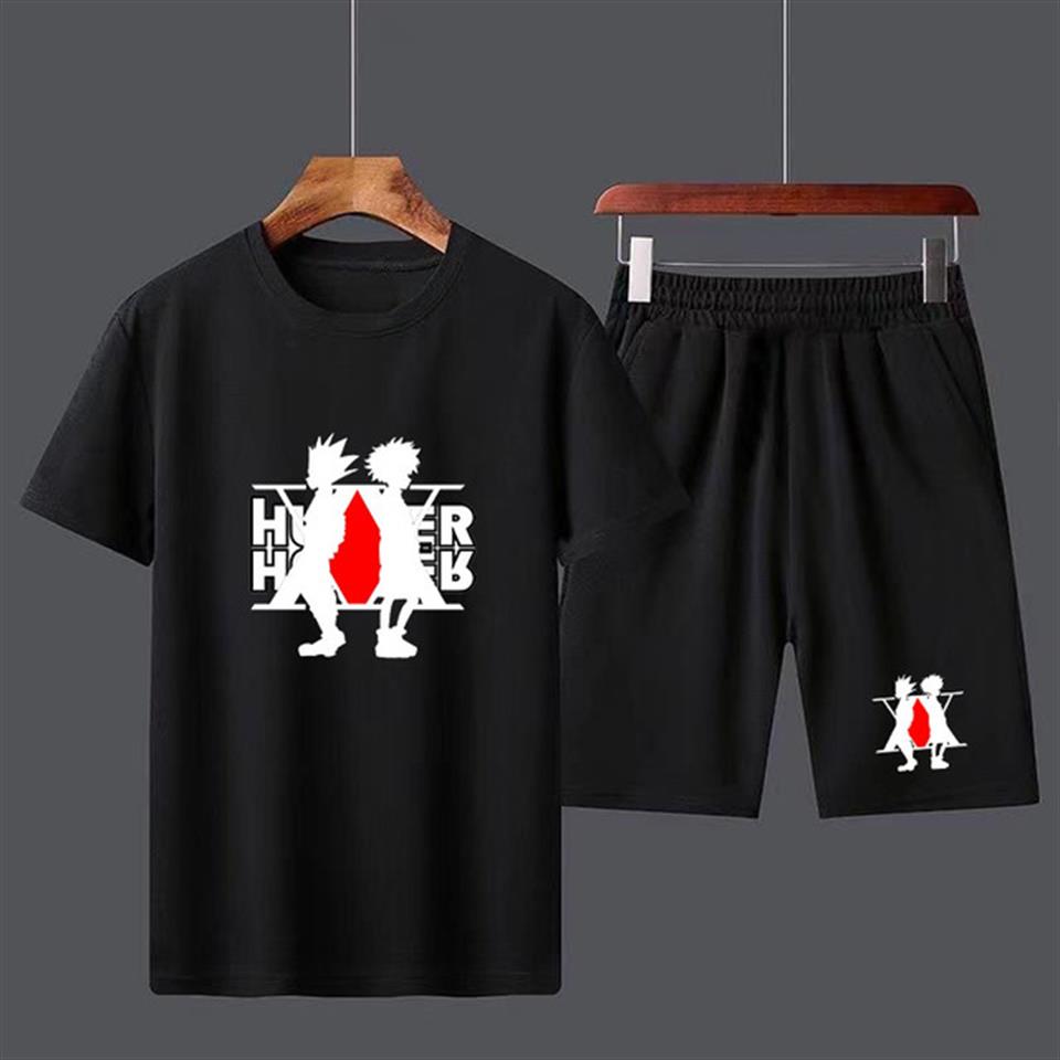 Anime Hunter X Hunter Logolu Unisex Oversize Siyah T-shirt & Şort İkili Takım