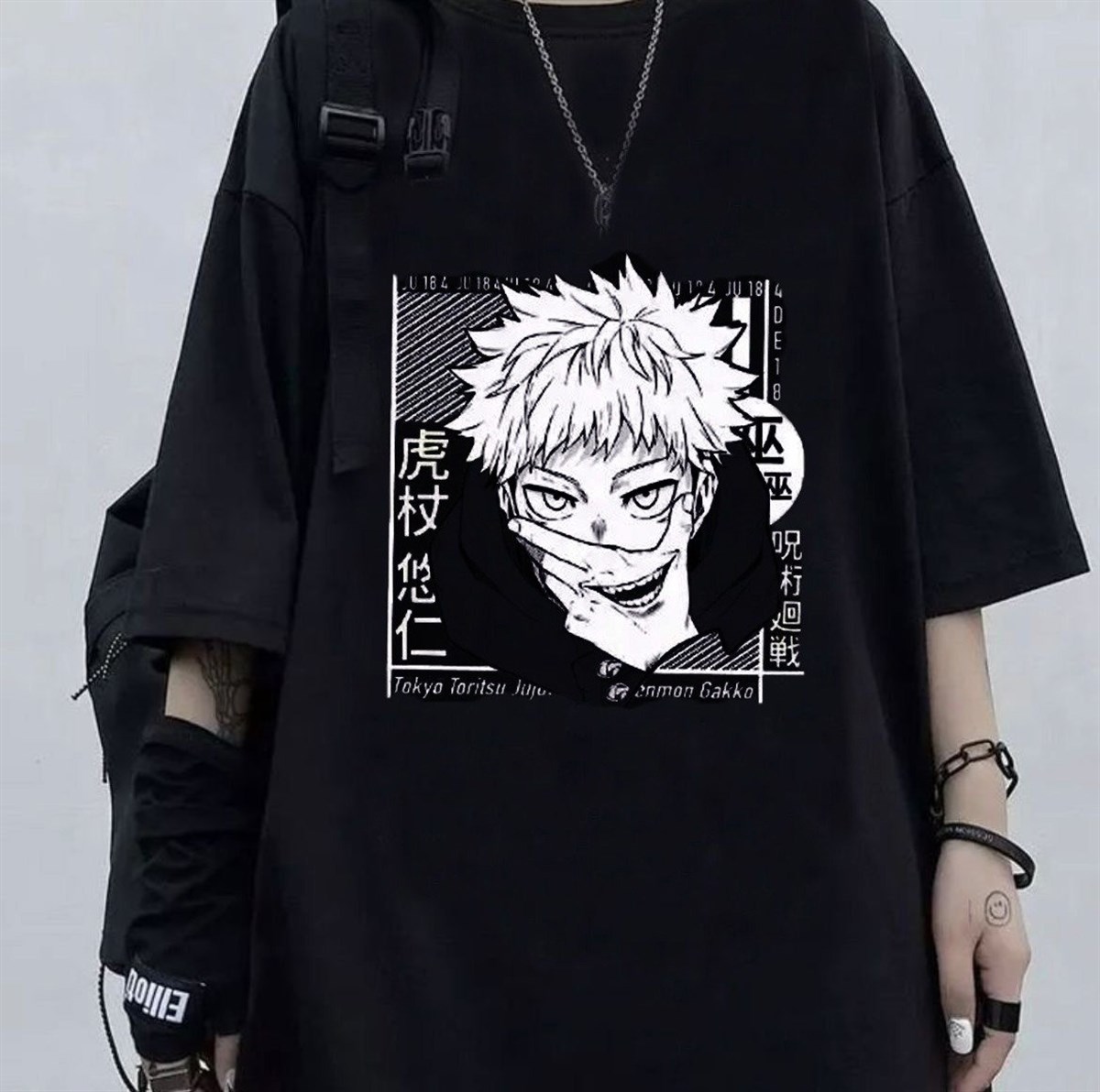 Anime Jujutsu Kaisen Eyes Unisex Siyah Oversize T-shirt | T-SHİRT