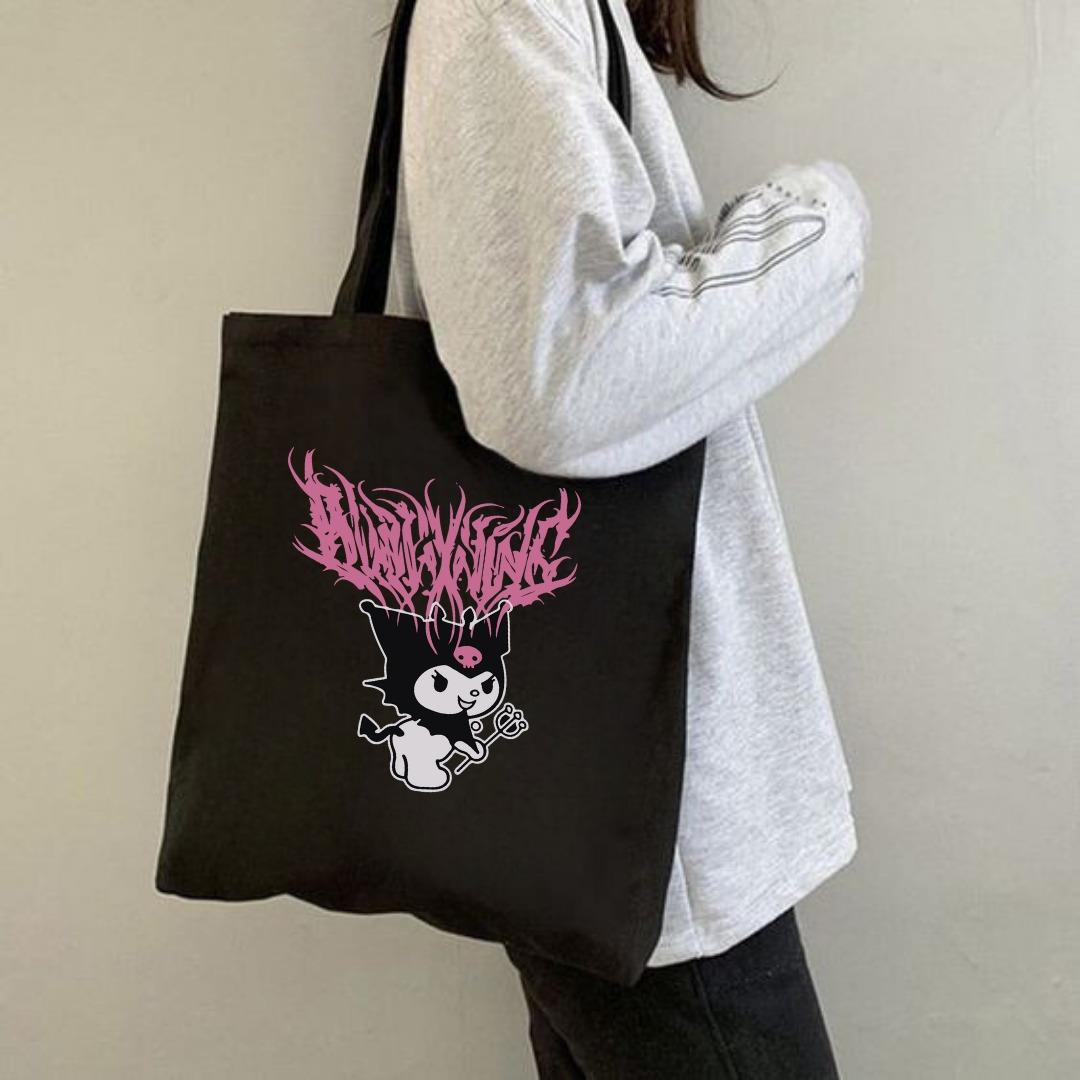Anime Kuromi Siyah Bez Çanta 