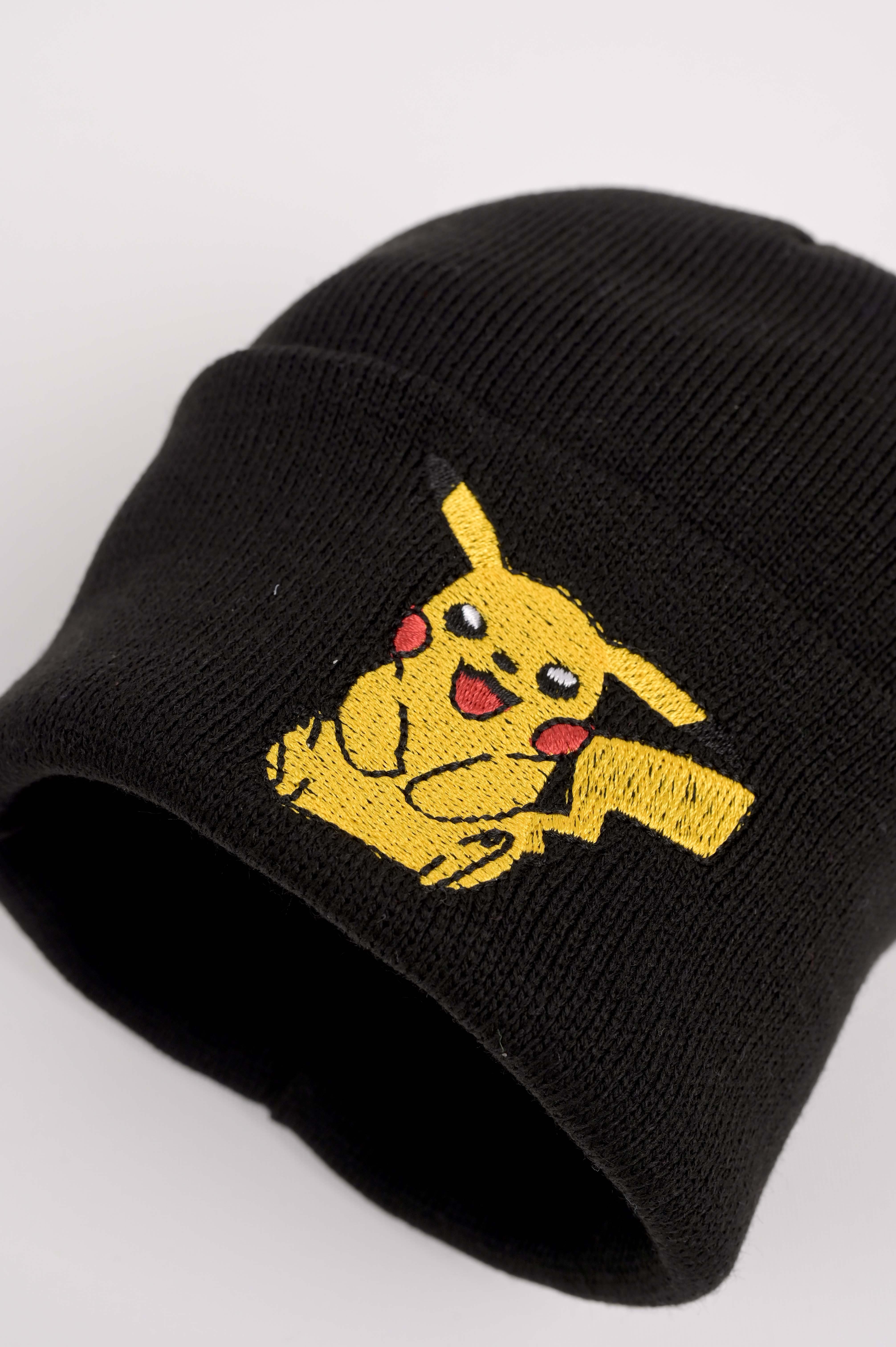 Anime Pikachu Nakış İşleme Unisex Siyah  Bere