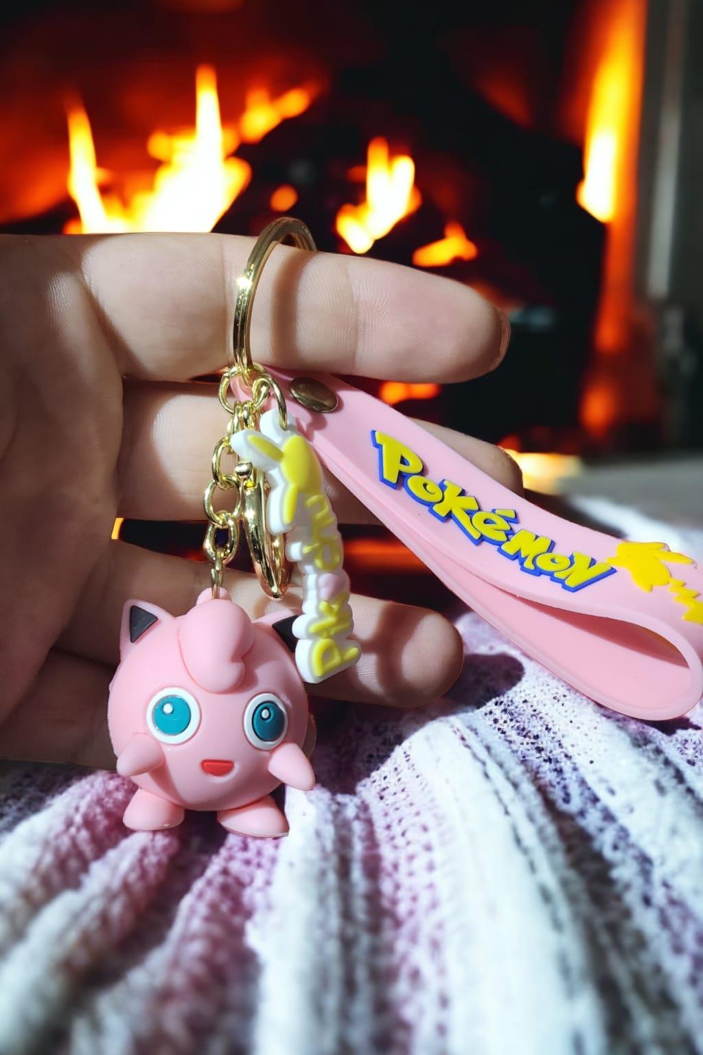 Anime Pokemon Jigglypuff Figürlü Silikon Anahtarlık