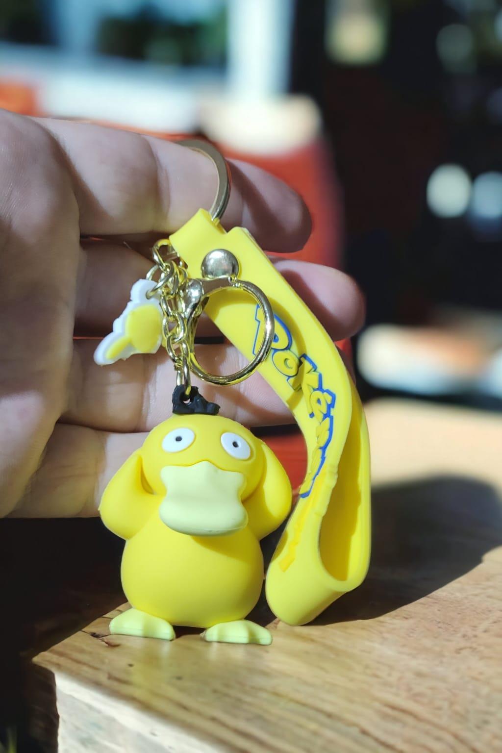 Anime Psyduck Figürlü Silikon Anahtarlık