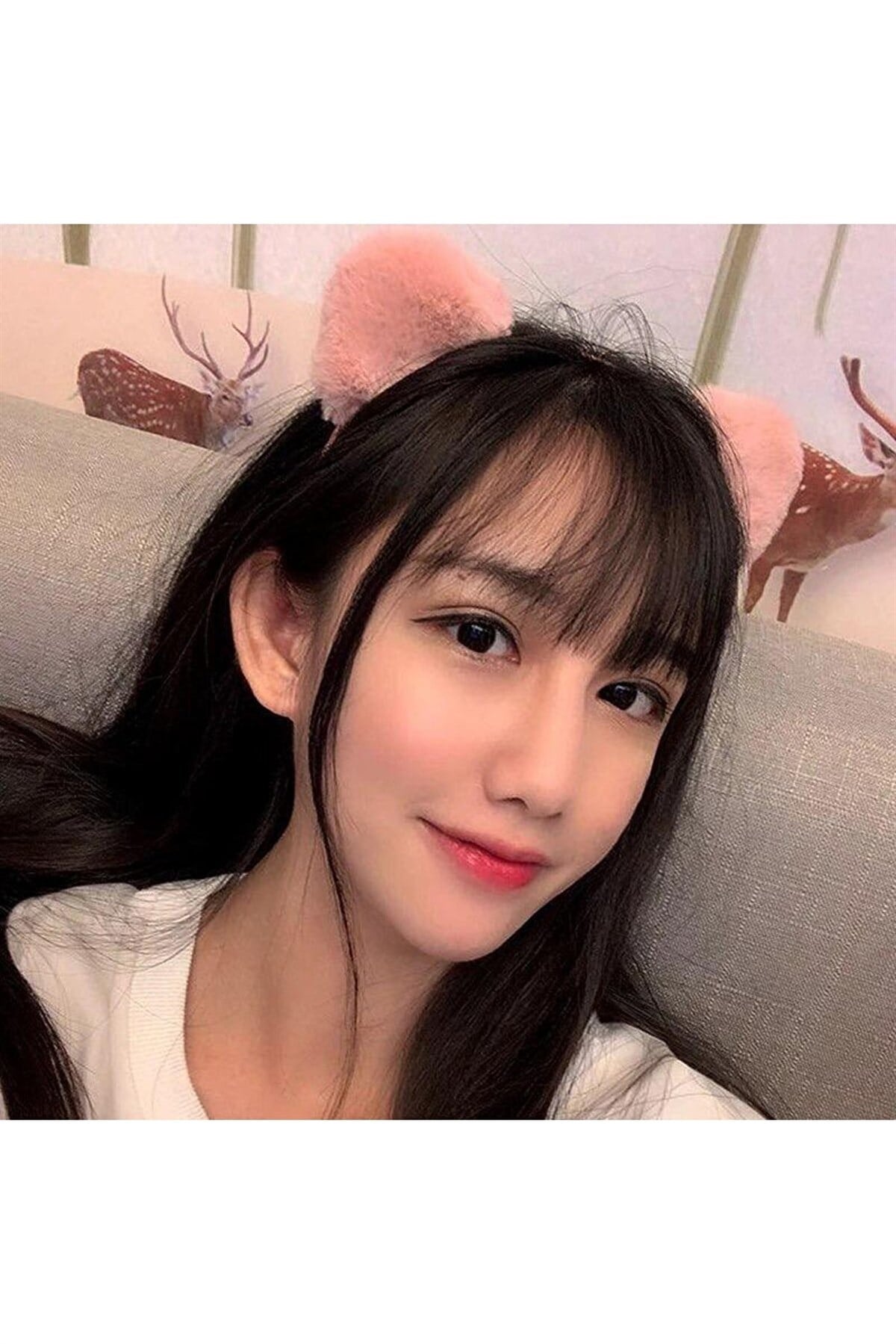 Anime Sevimli Peluş Kulak Taç Pudra Pembe 