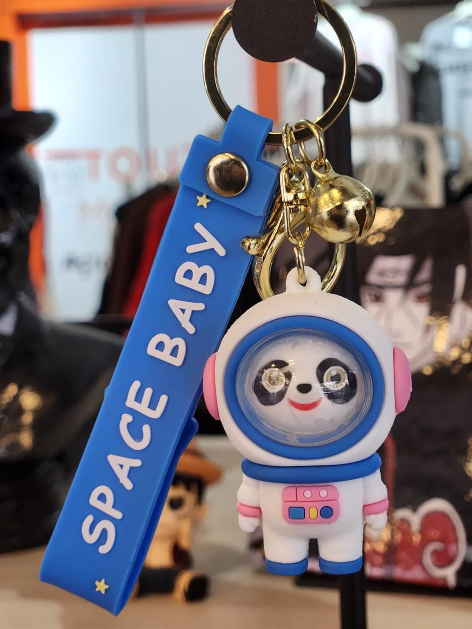 Astronot Panda Figürlü Silikon Anahtarlık