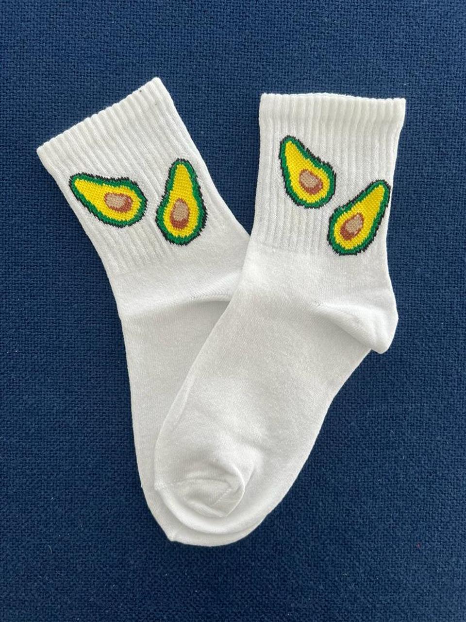 Avokado Unisex Beyaz Kolej Çorap | Çorap