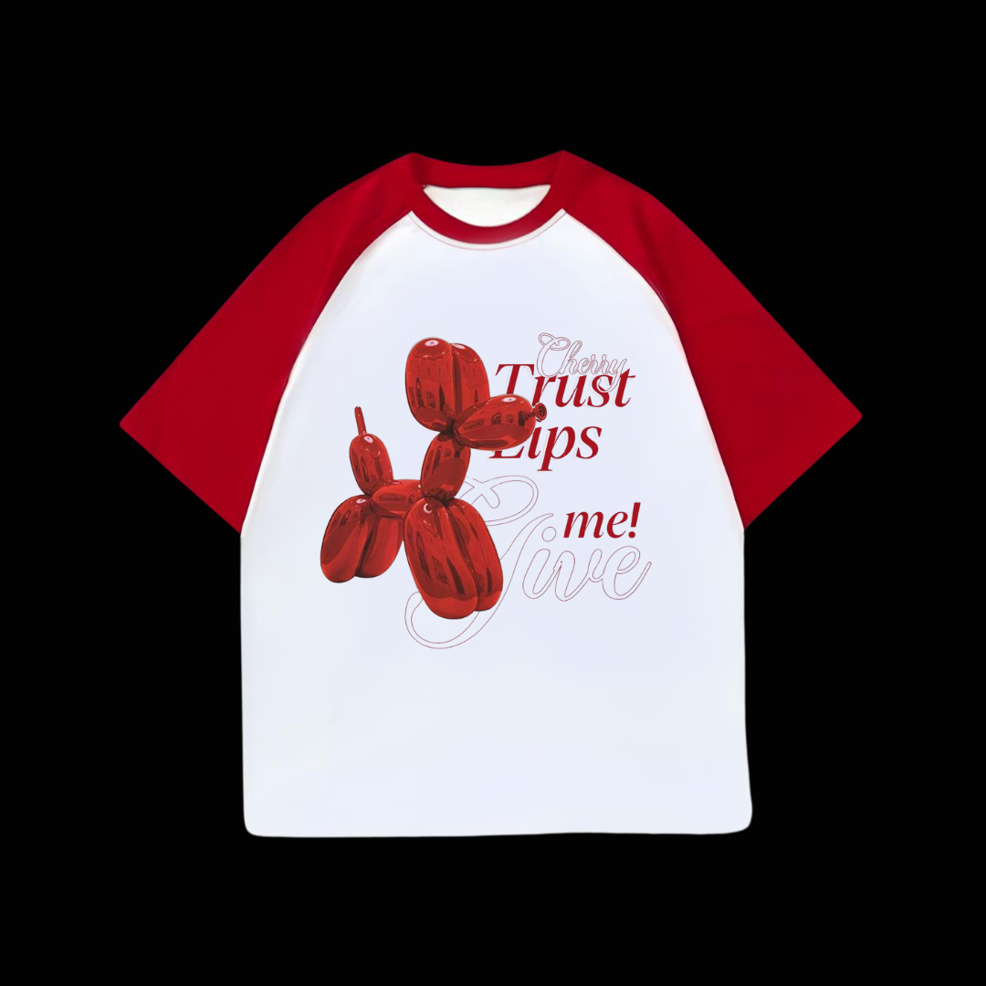Beyaz Unisex Kırmızı Reglan Cherry Trust T-Shirt