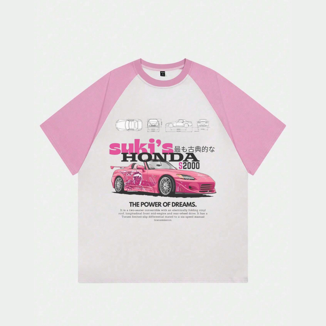 Beyaz Unisex Pembe Reglan Suki S2000 T-Shirt