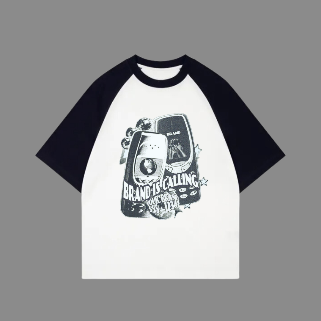 Beyaz Unisex Siyah Reglan Brand is Calling T-Shirt