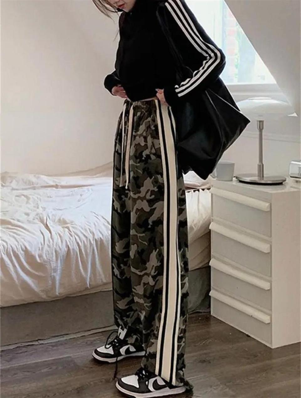 Camouflage Line Detail Wide Leg Tracksuit