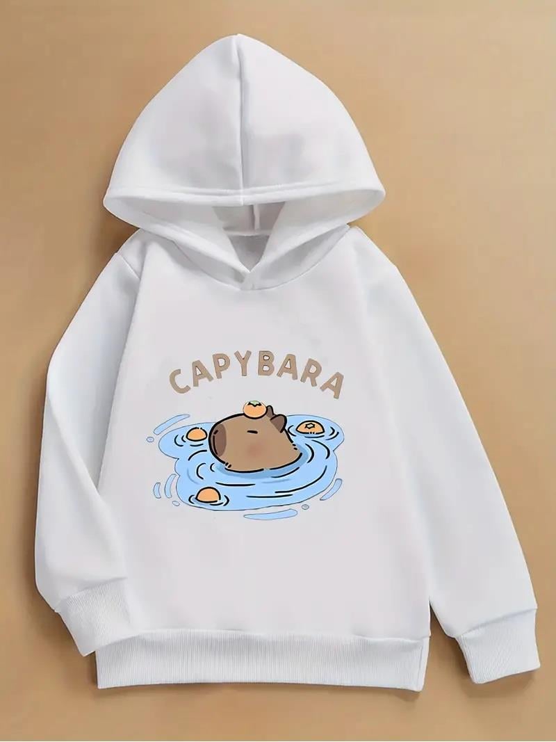 Capybara Beyaz Kapşonlu Sweatshirt 