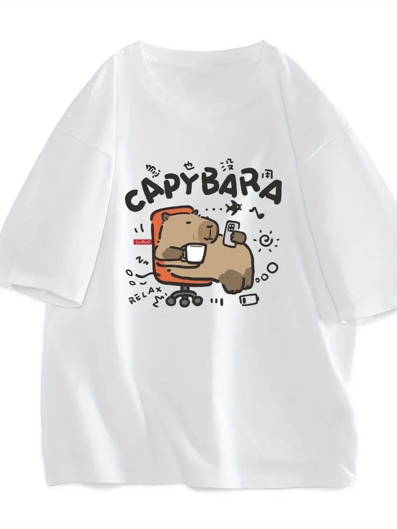 Capybara Unisex Beyaz Oversize T-shirt