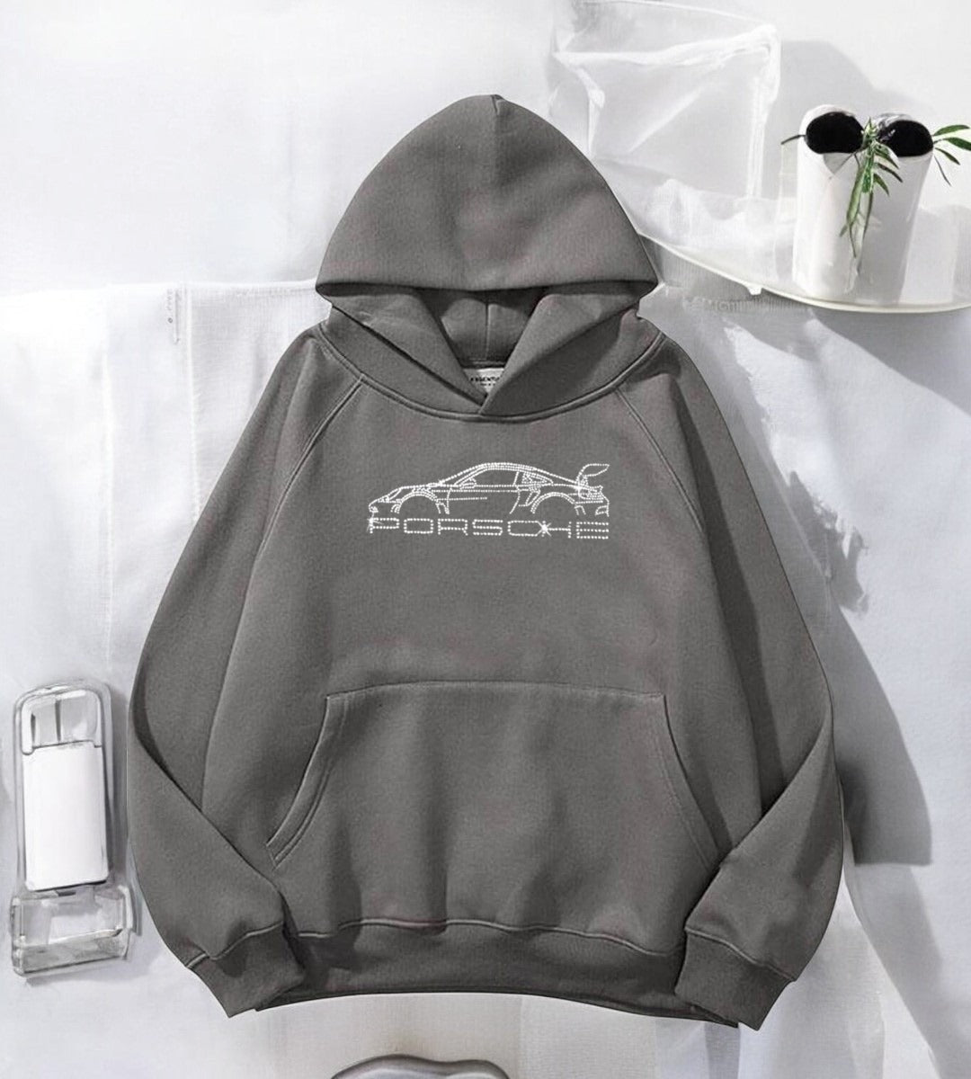 Car Detail Taş İşleme Detail Baskılı Kapşonlu Sweatshirt