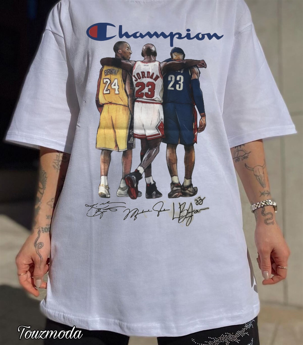 Champ Basketball Baskılı Unisex Beyaz T-shirt
