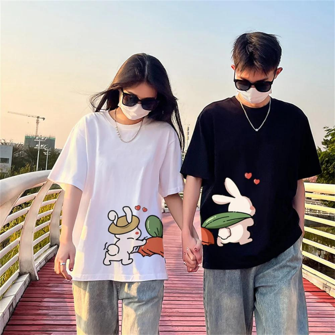 Çift Kombini Cute Rabbit Couple T-Shirt