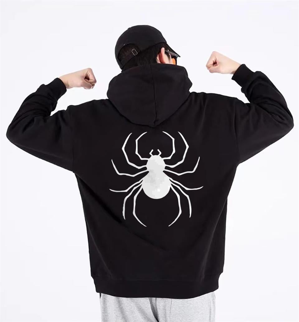 Dangerous Spider Baskılı Siyah Unisex Oversize Kapüşonlu Sweatshirt