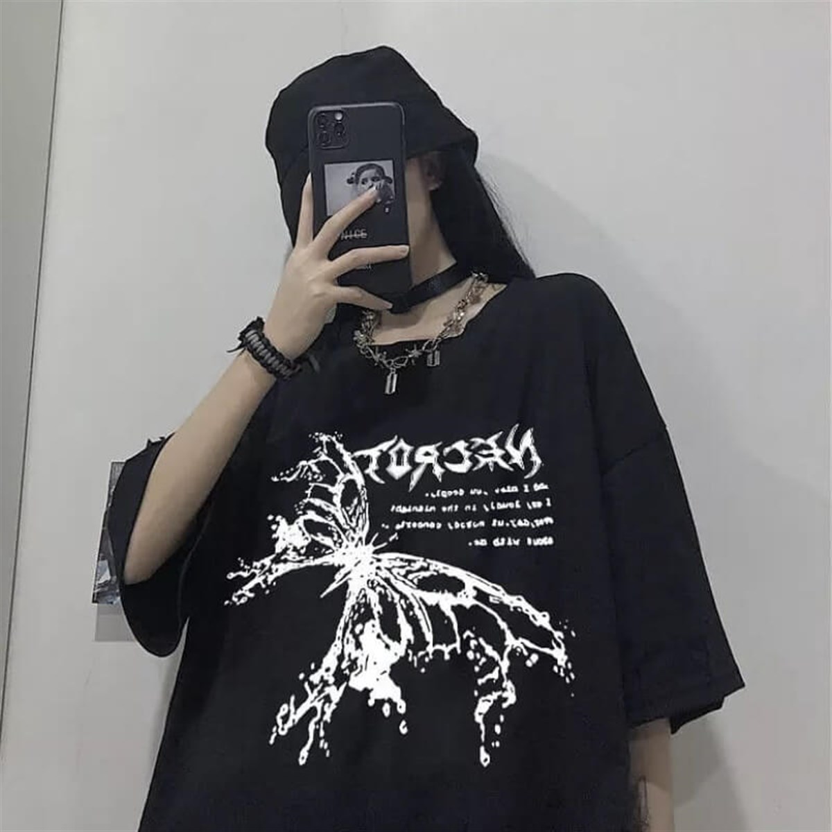 Dark Punk Butterfly Siyah Unisex T-shirt
