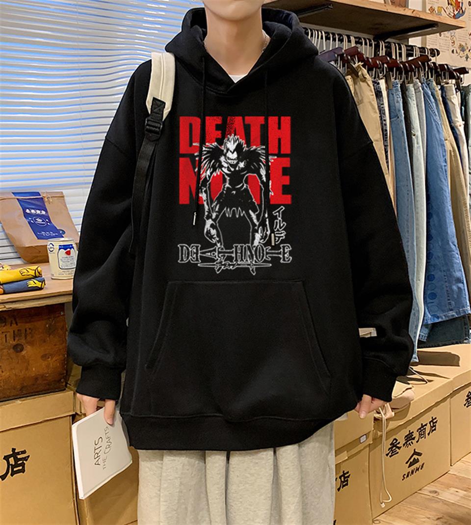 Death Note Poster Baskılı Siyah Unisex Oversize Kapüşonlu Sweatshirt