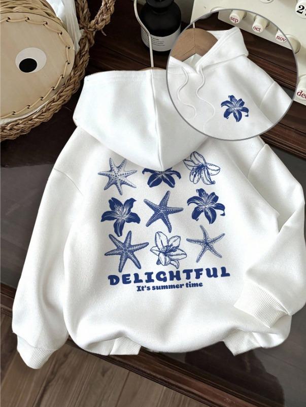 Delightful Baskılı Beyaz Kapşonlu Sweatshirt  Hoodie