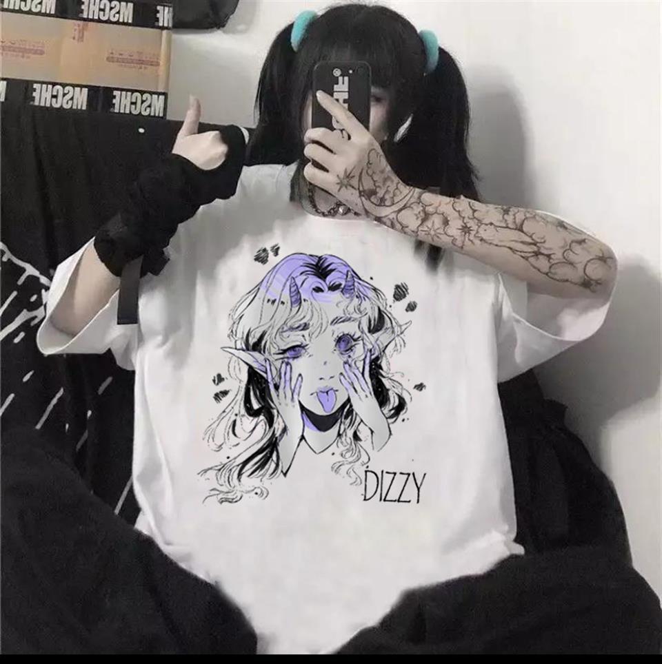 Devil Girl Dizzy Beyaz Unisex Oversize T-shirt