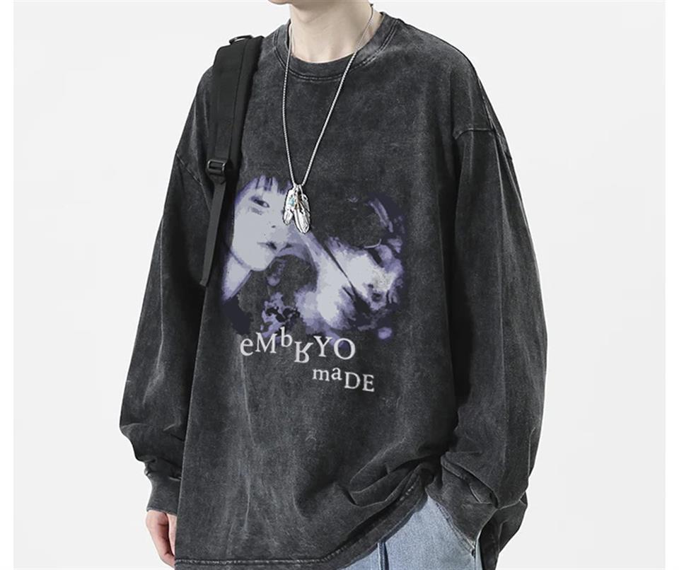 Embryo Made Baskılı Yıkamalı Vintage Unisex Oversize Bisiklet Yaka Sweatshirt