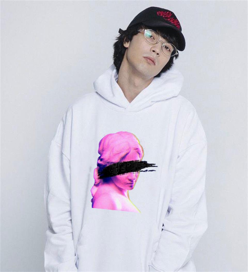 Eyeless Art Beyaz Unisex Kapüşonlu Oversize Sweatshirt Hoodie