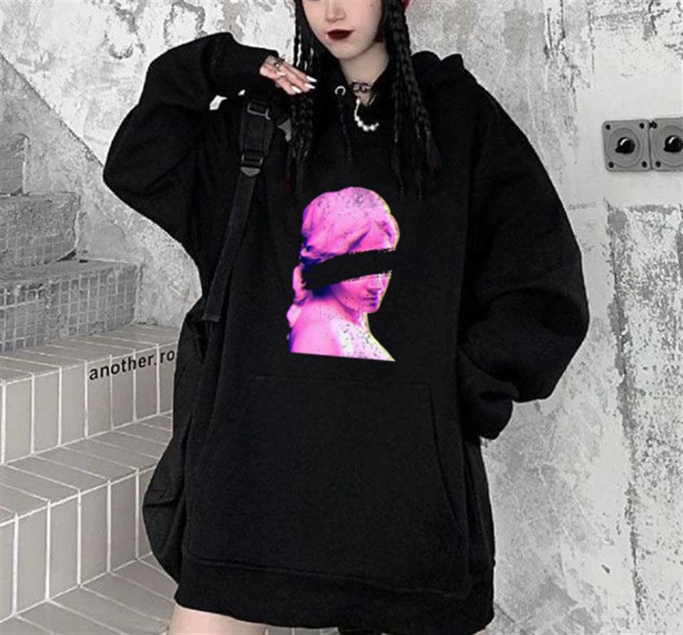 Eyeless Art Siyah Unisex Kapüşonlu Oversize Sweatshirt Hoodie