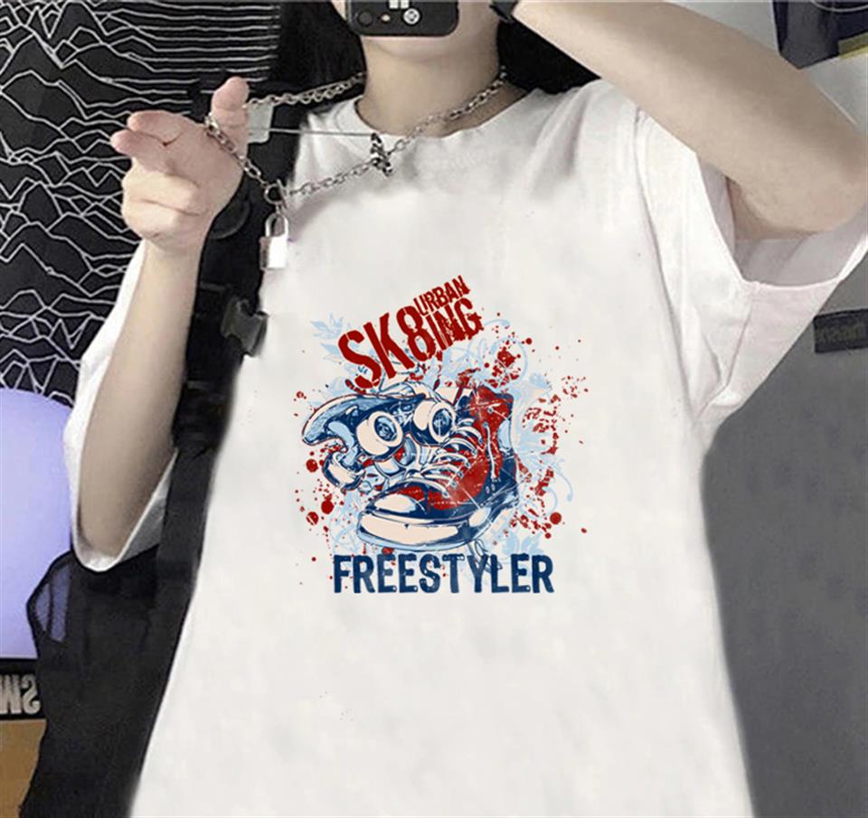 Freestyler Baskılı Beyaz Unisex Oversize T-shirt