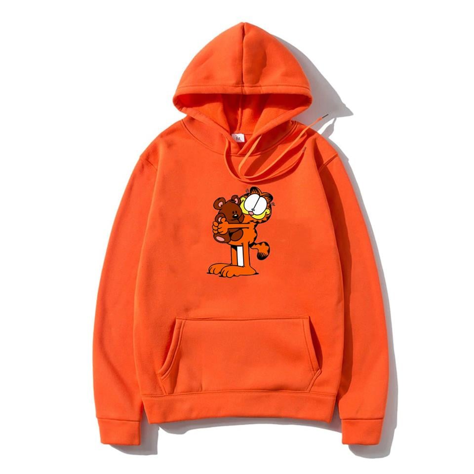 Garfield Bear Turuncu Unisex Kapüşonlu Oversize Sweatshirt Hoodie