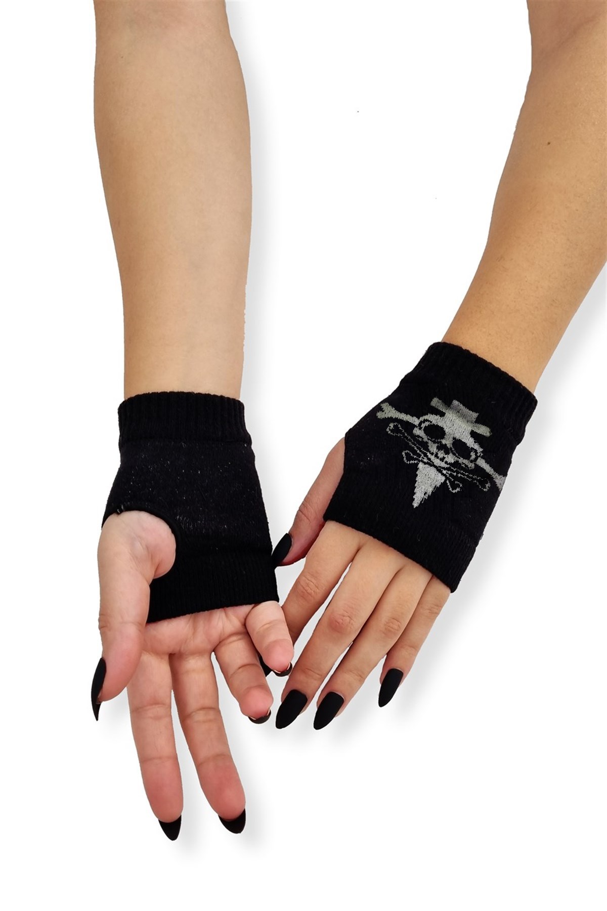 Gothic Kuru Kafa Skull Kısa Eldiven