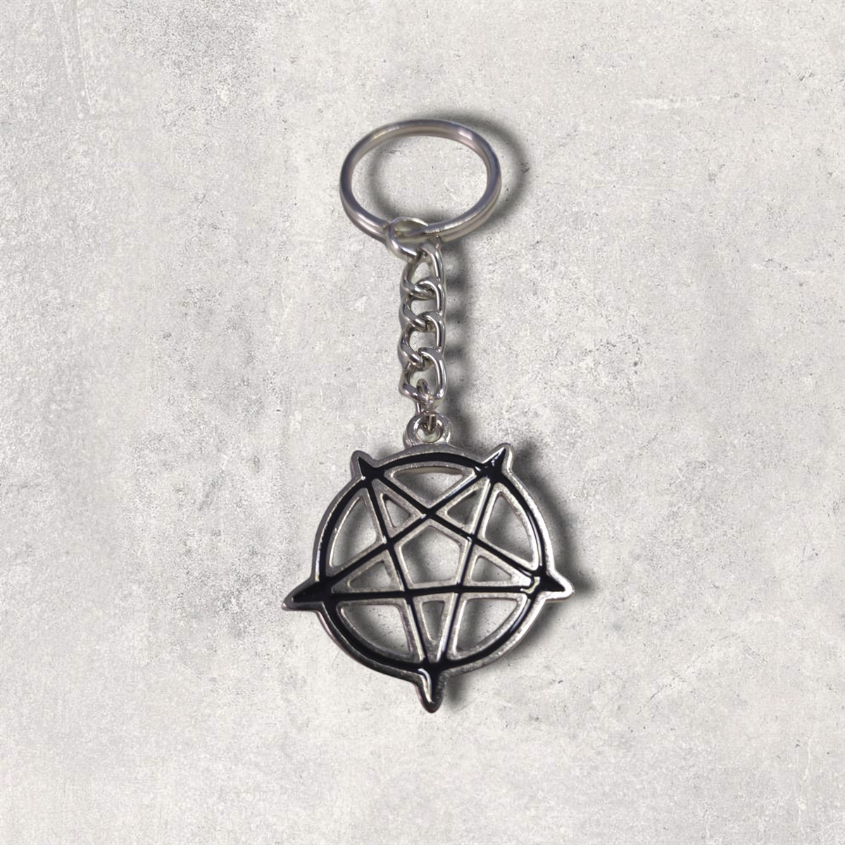 Gothic Pentagram Gri Anahtarlık
