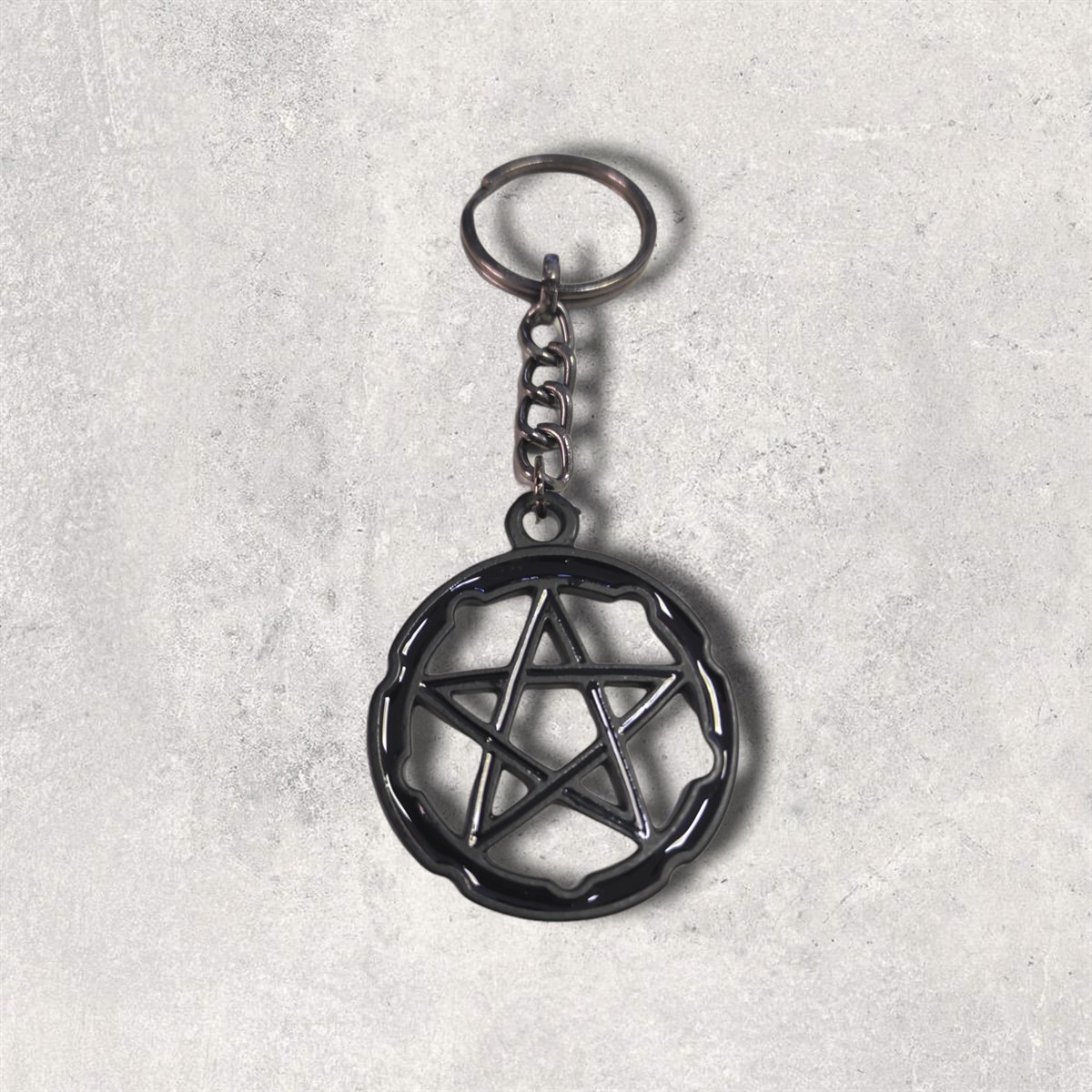Gothic Pentagram Siyah Anahtarlık