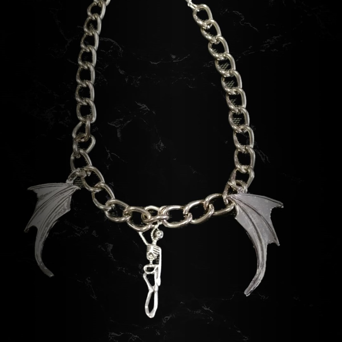 Gothic Punk Bat Skull Zincir Kolye