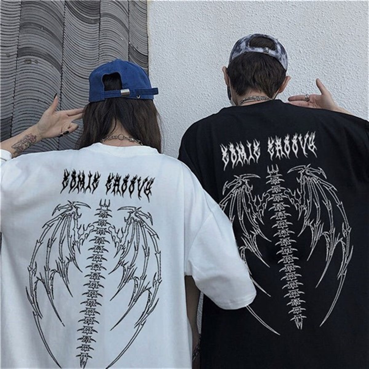 Gothic Tribal Ön Arka Baskı Unisex Oversize T-Shirt