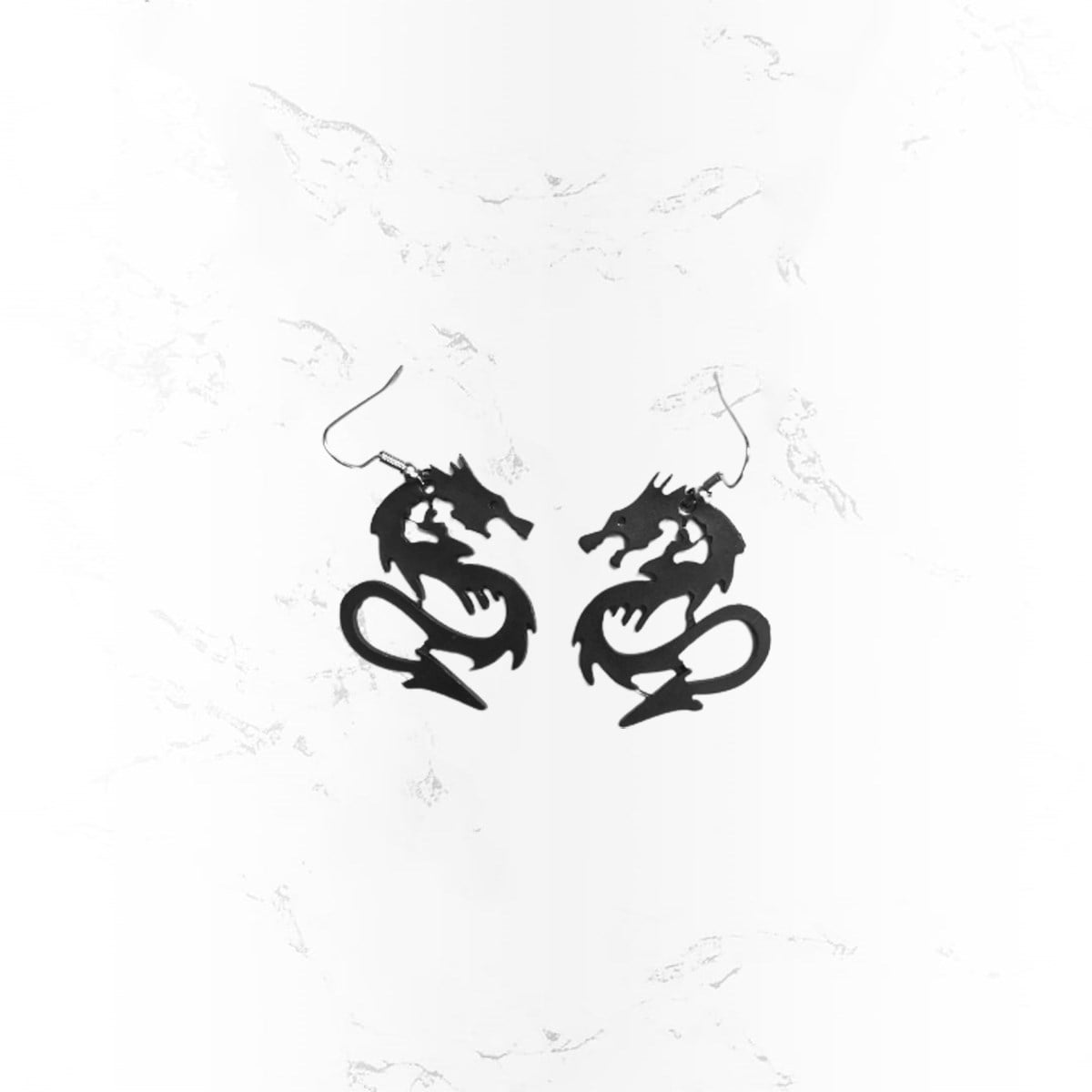 Gotik Dragon Siyah Küpe