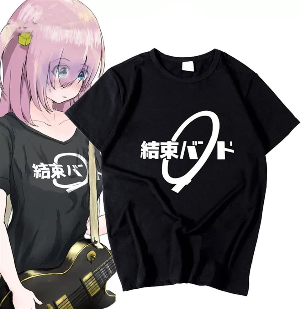 Gotou Hitori Baskılı Siyah Unisex Oversize T-shirt