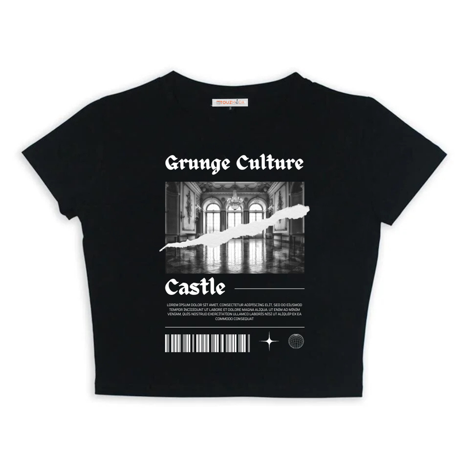 Grunge Culture Baskılı Siyah Crop