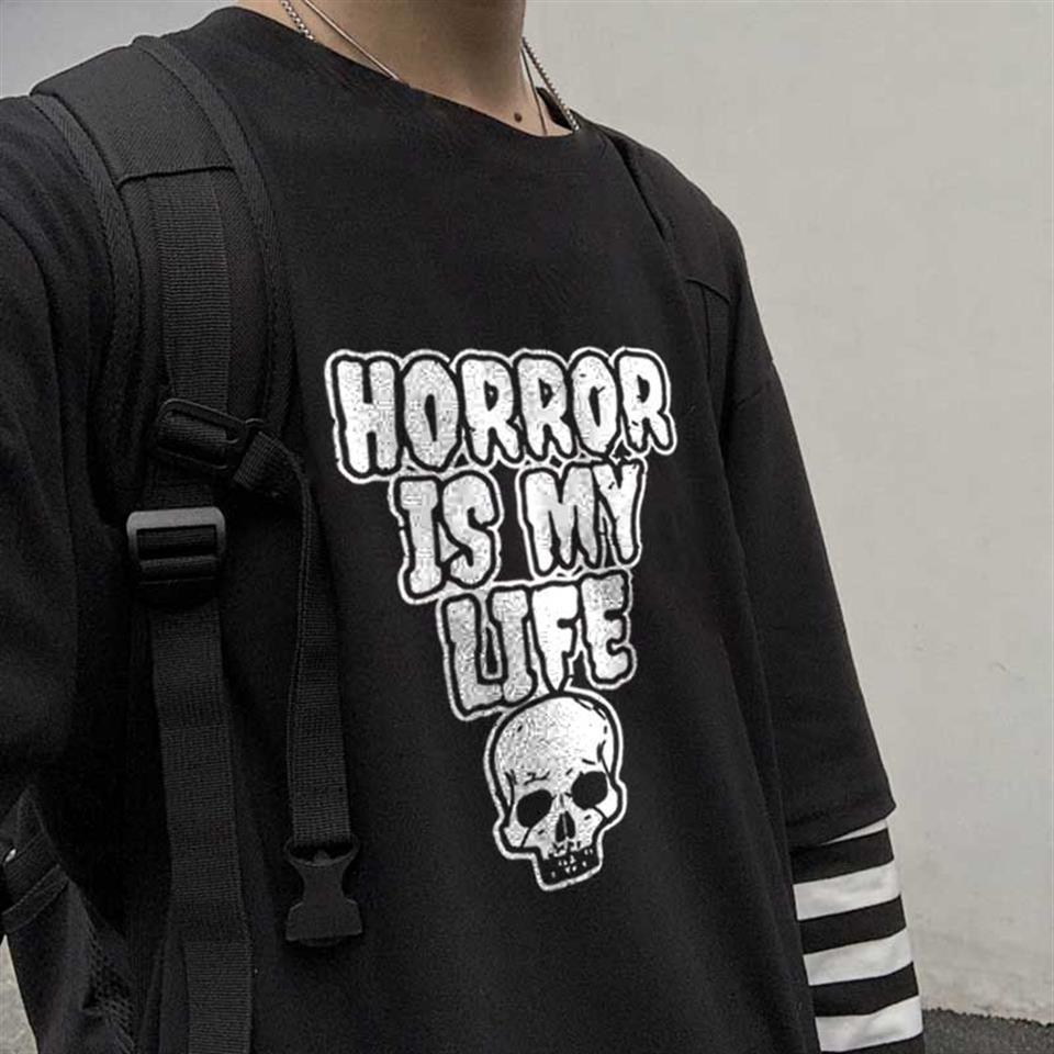 Halloween Horror Is My Life Baskılı Fake Sleeves Unisex Siyah T-shirt