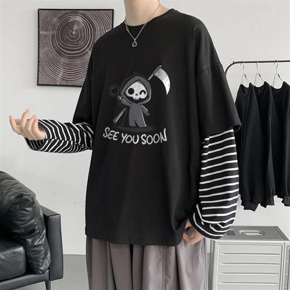 Halloween See You Soon Witch Baskılı Fake Sleeves Unisex Siyah T-shirt
