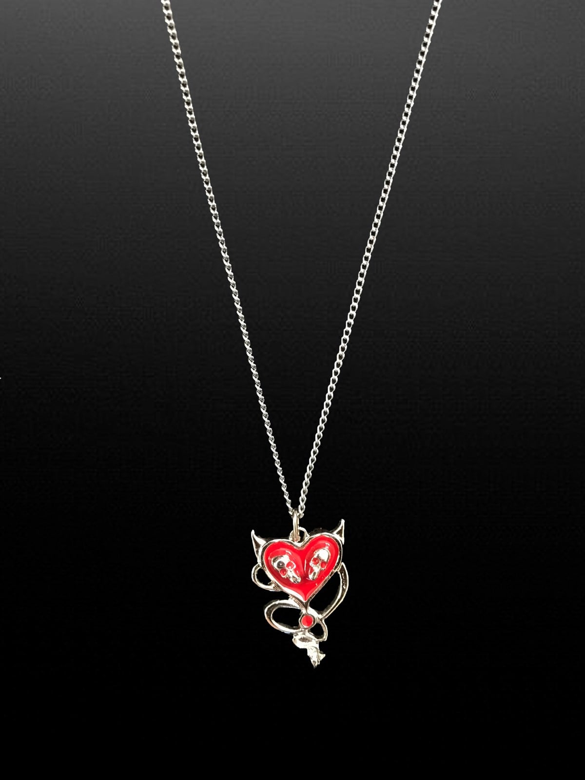 Heart Devil Skulls Necklace Kolye
