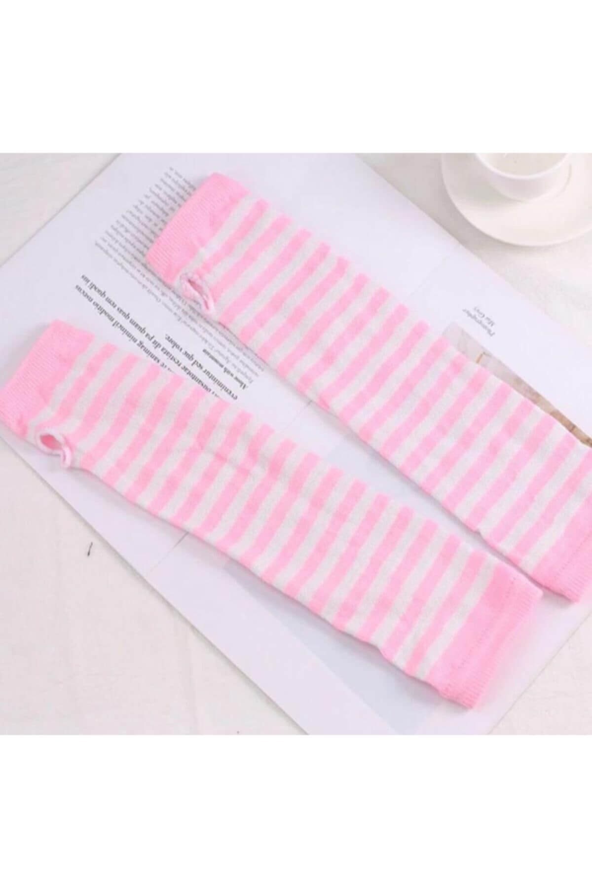 Ikili Siyah Açık Pembe Çizgili Kolluk