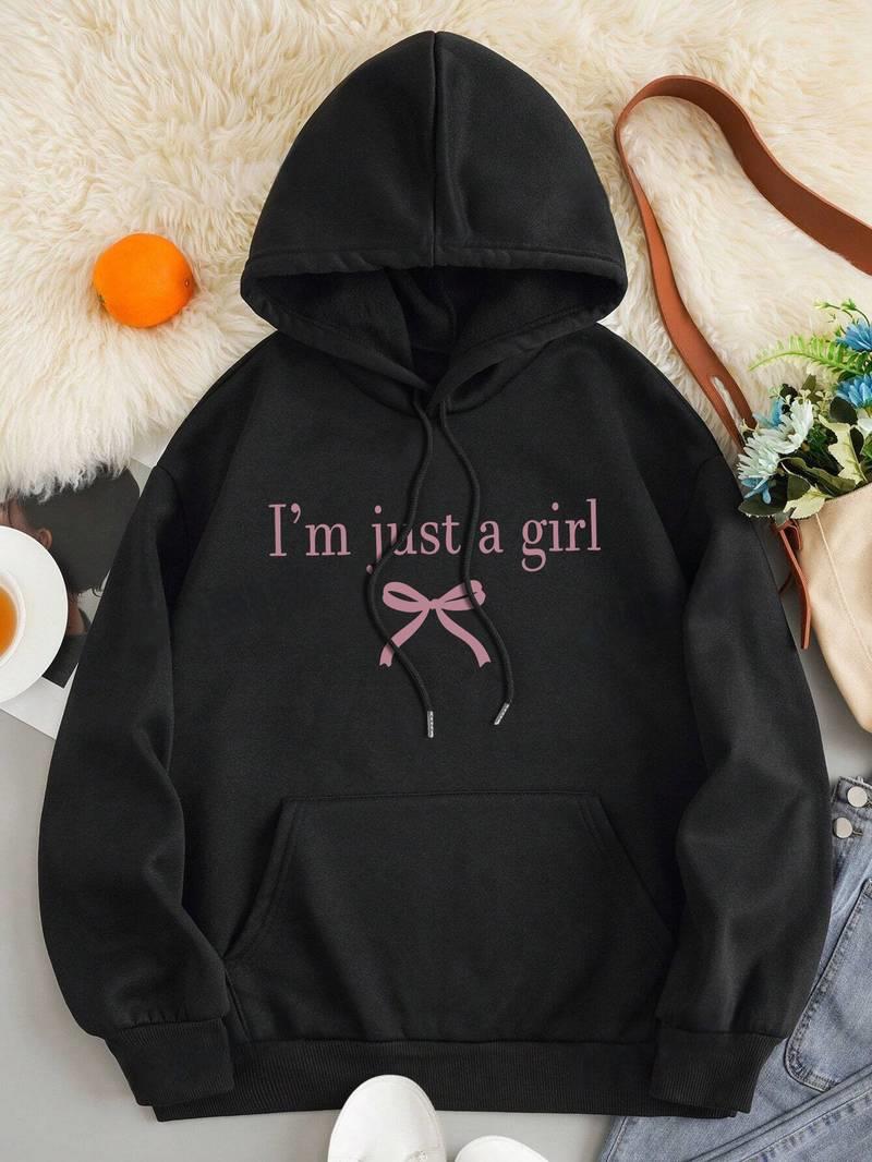 I'm Just a Girl Siyah Kapşonlu Sweatshirt 