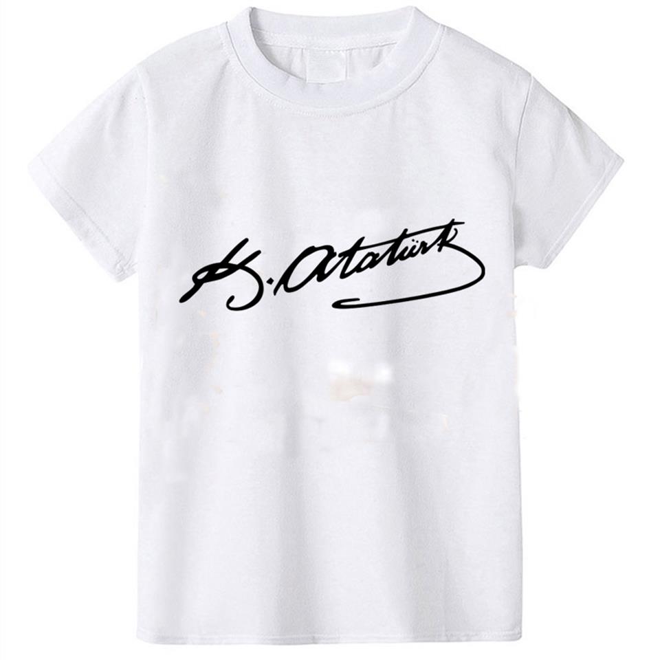 İmza Baskılı Beyaz Çocuk T-shirt